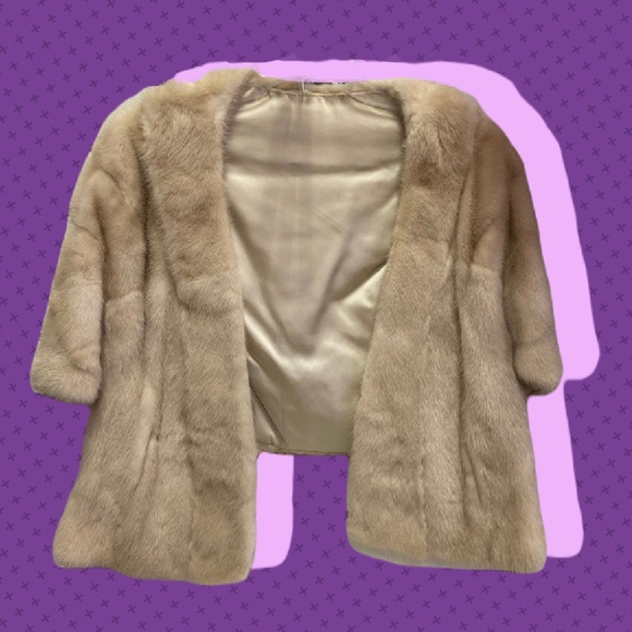 KHK Sweaters - Vintage pearl | Champagne | mink Fur coat | shawl stole wrap jacket